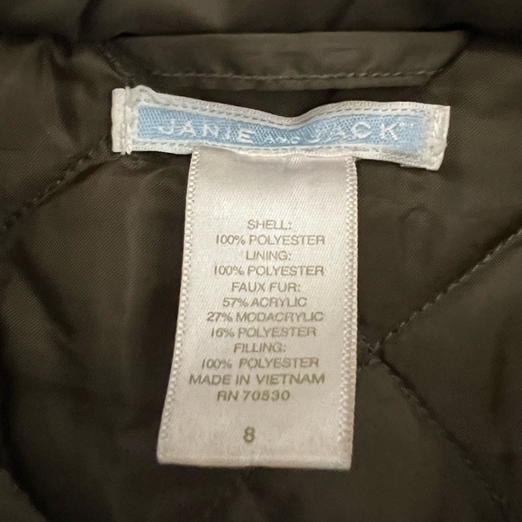 Janie and Jack warm winter coat Olive size 8 - Picture 2 of 7